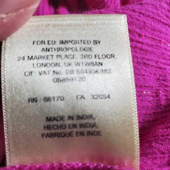 Anthropologie Maeve Fuchsia Sparkly Gauze Tunic S - Picture 9 of 9